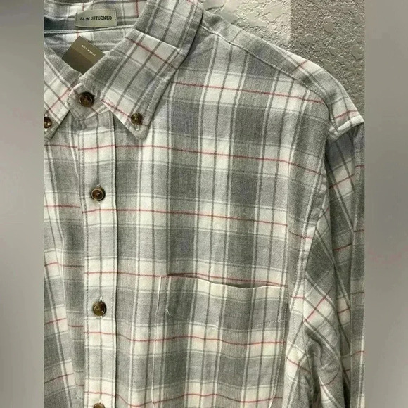 NWT J.Crew Men’s Slim Fit Twill Long Sleeve Button Down Shirt-Grey Plaid/SZ M - Picture 3 of 5